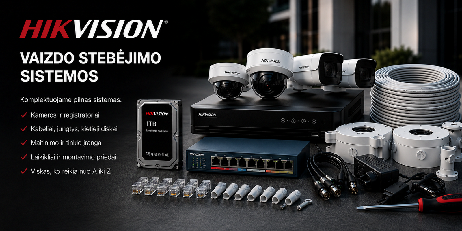 Hikvision vaizdo stebėjimo sistemų komplektavimas