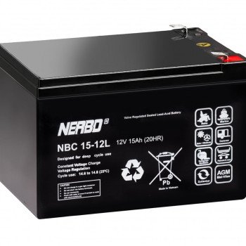 Akumuliatorius 12V 15Ah F2 6.3mm AGM VRLA NERBO NBC15-12L