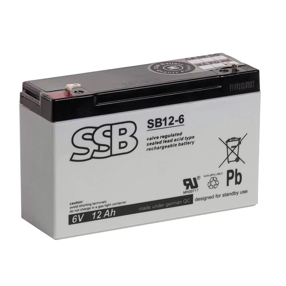 Akumuliatorius (AGM) SSB SB (12Ah, 6V, F1, VRLA)