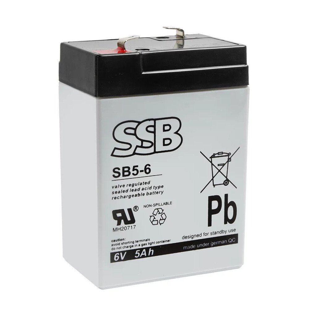 Akumuliatorius (AGM) SSB SB (5Ah, 6V, F1, VRLA)