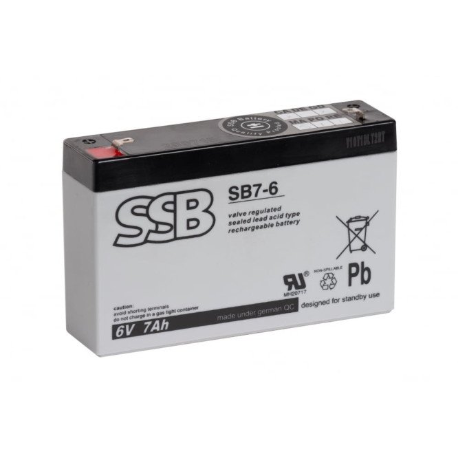 Akumuliatorius (AGM) SSB SB (7Ah, 6V, F1, VRLA)