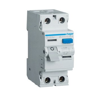 Srovės nuotekio relė Hager CD225J (A, 25A, 2P, 30mA, 230V) Srovės nuotekio relė Hager CD225J (A, 25A, 2P, 30mA, 230V)