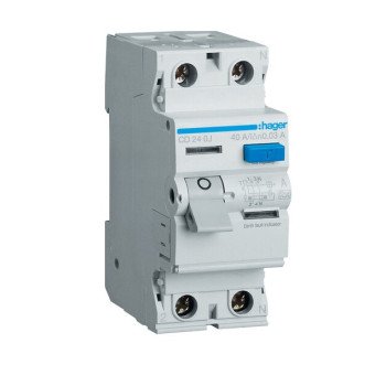 Srovės nuotekio relė Hager CD240J (A, 40A, 2P, 30mA, 230V) Srovės nuotekio relė Hager CD240J (A, 40A, 2P, 30mA, 230V)