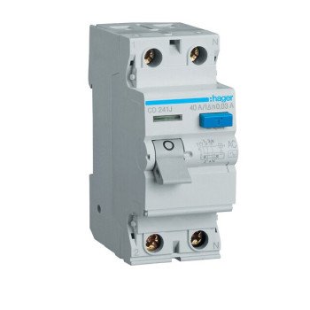 Srovės nuotekio relė Hager CD241J (AC, 40A, 2P, 30mA, 230V) Srovės nuotekio relė Hager CD241J (AC, 40A, 2P, 30mA, 230V)