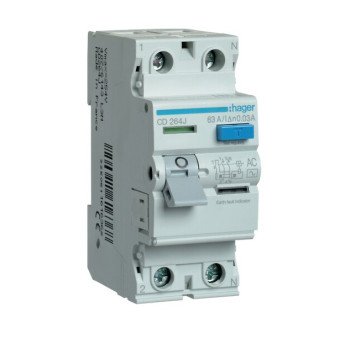 Srovės nuotekio relė Hager CD263J (AC, 63A, 2P, 30mA, 230V) Srovės nuotekio relė Hager CD263J (AC, 63A, 2P, 30mA, 230V)