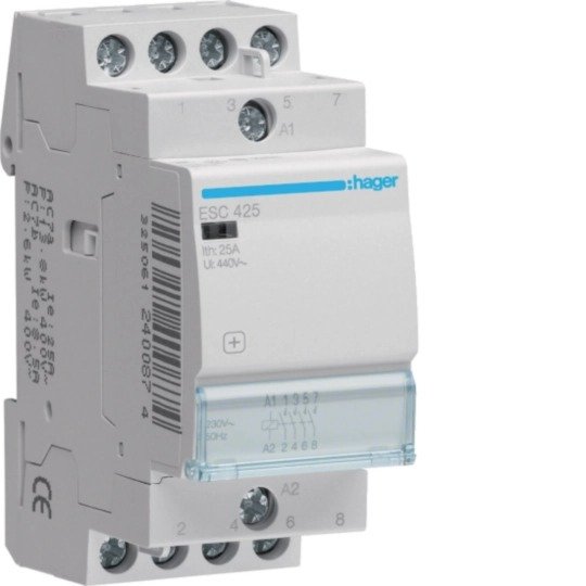 Kontaktorius Hager ESC425 (4P, 25A, 230V, 4NO)