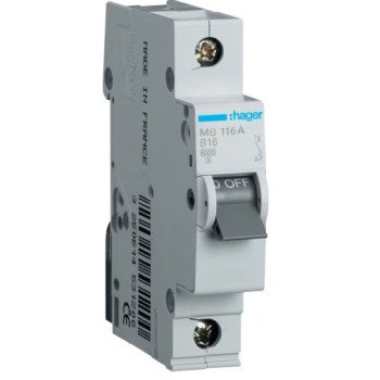 Automatinis jungiklis Hager MB116A (16A, 1P, 230V, 6kA)