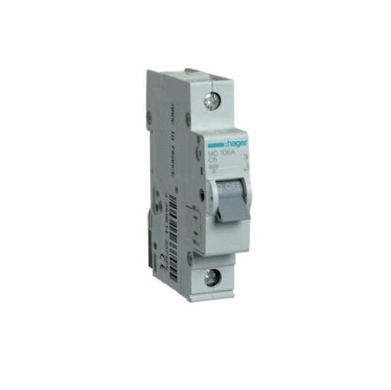 Automatinis jungiklis Hager MC106 (6A, 1P, 230V, 6kA) Automatinis jungiklis Hager MC106 (6A, 1P, 230V, 6kA)