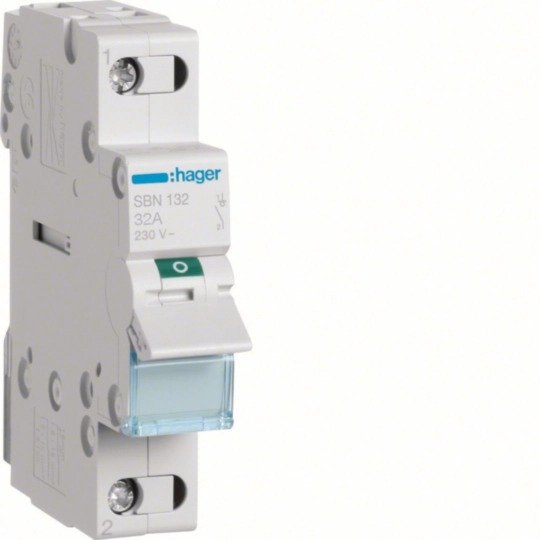Kirtiklis Hager SBN132 (1P, 32A, 230V, 1 mod.) Kirtiklis Hager SBN132 (1P, 32A, 230V, 1 mod.)