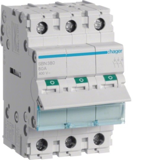 Kirtiklis Hager SBN380 (3P, 80A, 400V, 3 mod.)