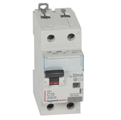 Automatinis jungiklis su srovės nuotekio rėle Legrand 411000 (10A, 1P+NR, 230V, 30mA, RCBO)