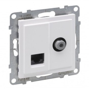 Baltas RJ45+ TV lizdas SUNO Legrand 721162 Baltas RJ45+ TV lizdas SUNO Legrand 721162