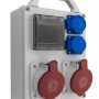 PawBol B.1702R-S plastikinis skydelis 4 mod + kištukiniai lizdai (2x16A/250V 2x16A/5P)