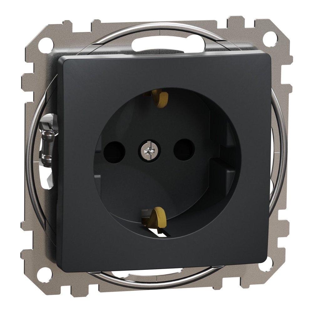 Kištukinis lizdas su įžeminimu ir dangteliu Schneider Electric Sedna Design SDD214024 (antracitas, IP44)