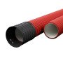 Raudonas gofruotas vamzdis D32 / d22 su virve Ecopipe (be halogenų, 50m)