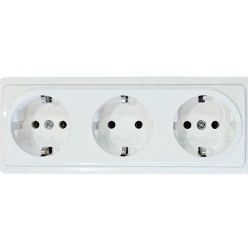 Trivietis virštinkinis kištukinis lizdas su įžeminimu Vilma SL+250 RP16-031 SL+ V (white)