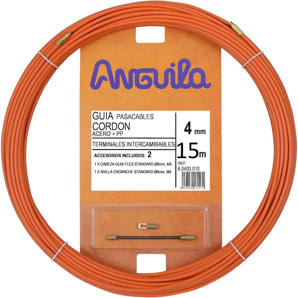 Kabelio pratraukėjas (15m, 4mm, oranžinis, plieninis) Kabelio pratraukėjas (15m, 4mm, oranžinis, plieninis)