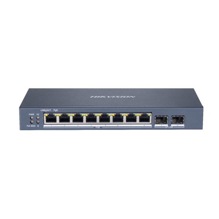 Hikvision 10 prievadų 8 PoE valdomas komutatorius DS-3E1510P-SI-8P2F Hikvision 10 prievadų 8 PoE valdomas komutatorius DS-3E1510P-SI-8P2F