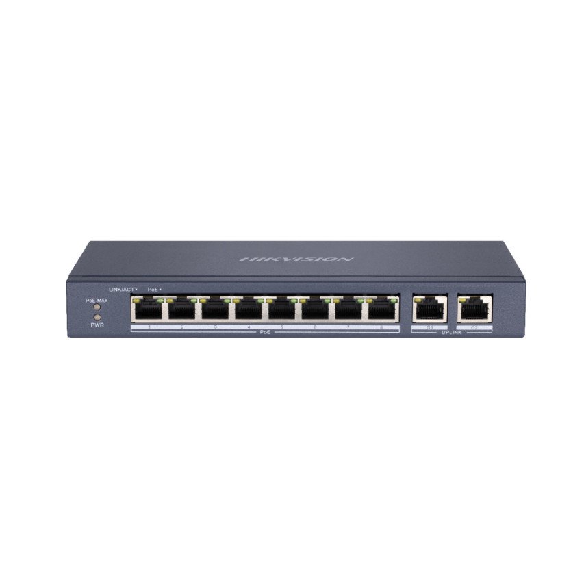 Hikvision 10 prievadų 8 PoE prievadų komutatorius DS-3E0310P-E/M Hikvision 10 prievadų 8 PoE prievadų komutatorius DS-3E0310P-E/M