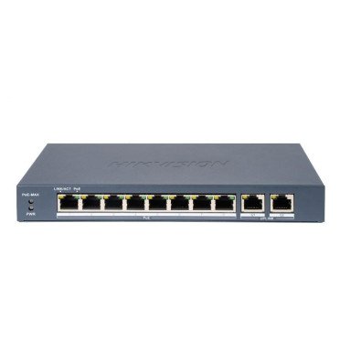 Hikvision 10 prievadų 8 PoE prievadų komutatorius DS-3E0310P-E/M(B) Hikvision 10 prievadų 8 PoE prievadų komutatorius DS-3E0310P-E/M(B)