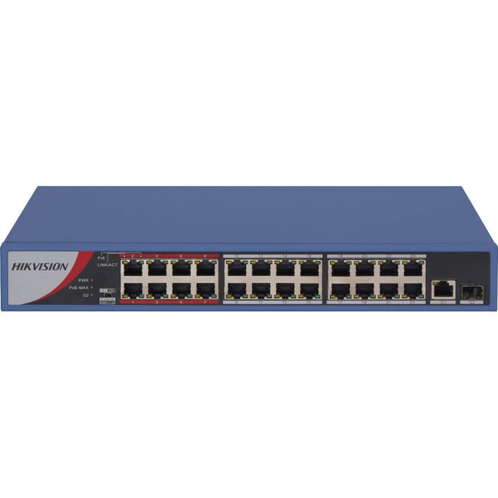 Hikvision 26 prievadų 24 PoE prievadų komutatorius DS-3E0326P-E/M(C) Hikvision 26 prievadų 24 PoE prievadų komutatorius DS-3E0326P-E/M(C)