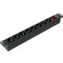 Maitinimo panelė 19'' spintai K-BL-G10G08S/P (8x240V Schuko, su jungikliu, 1.8m, plastikinis korpusas)