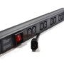 Maitinimo panelė 19'' spintai LK-BLE10G08S (8xC13, su jungikliu, įeinanti C14, 1.8m, aliuminis korpusas)