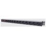 Maitinimo panelė vertikali 19'' spintai LK-BL-G10O12S (12x240V Schuko, su jungikliu, 1.8m, aliuminis korpusas)