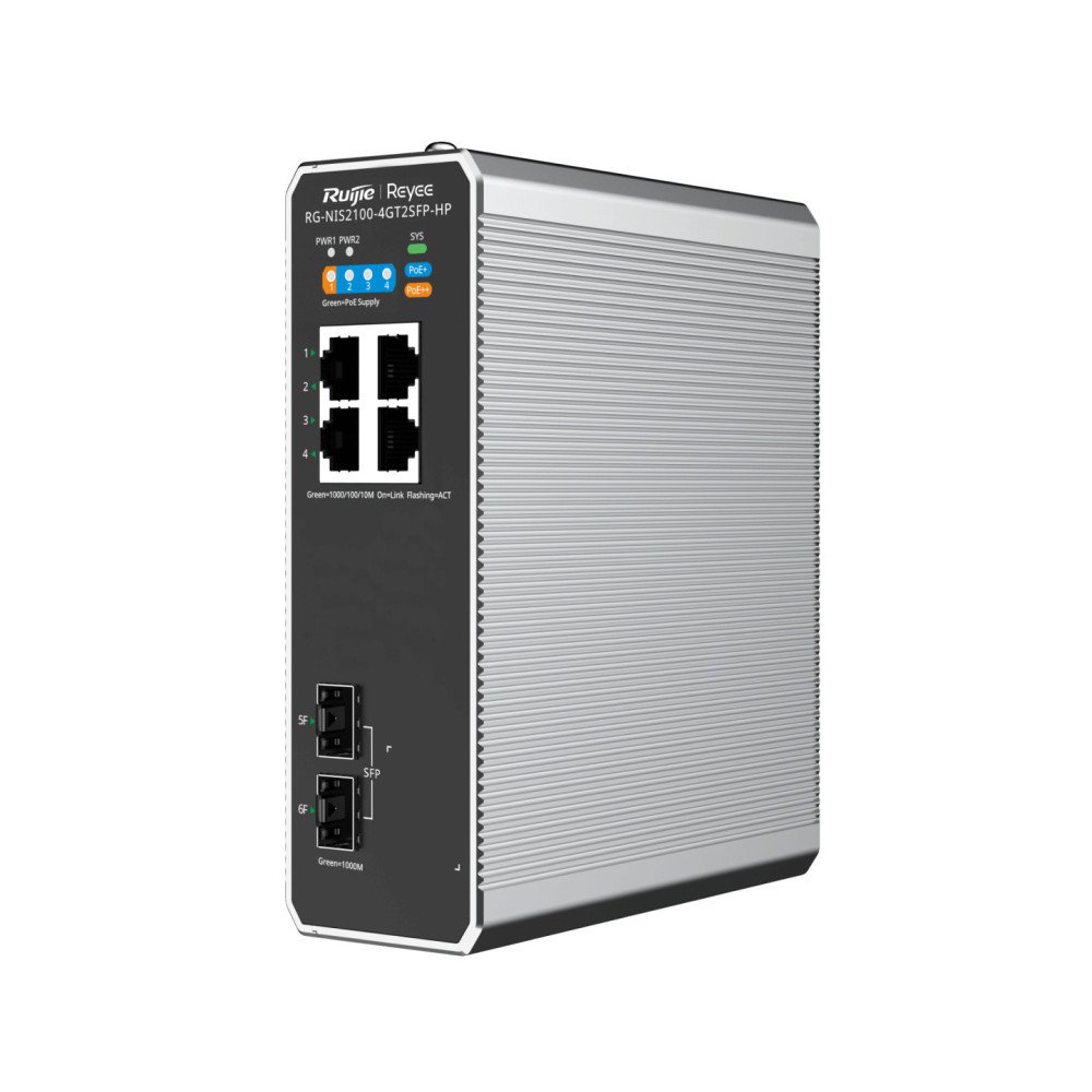 6 prievadų industrinis komutatorius Ruijie Reyee RG-NIS2100-4GT2SFP-HP (Valdomas, 8 x PoE+) 6 prievadų industrinis komutatorius Ruijie Reyee RG-NIS2100-4GT2SFP-HP (Valdomas, 8 x PoE+)