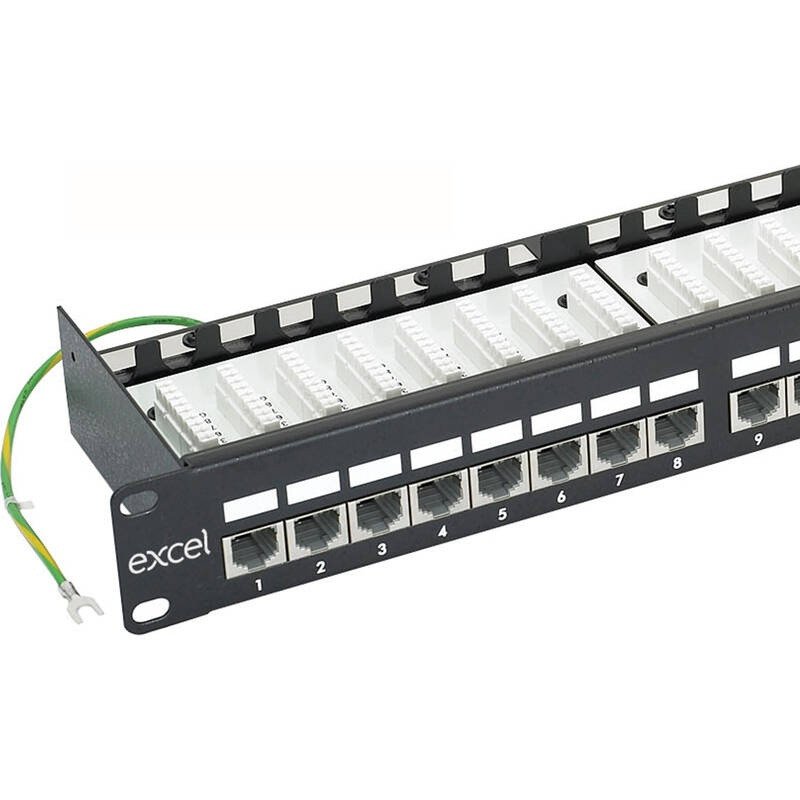 Komutacinė panelė 19'' 1U, EXCEL 100-013 (FTP, 6 kat., 24 portų, ekranuota, LSA)