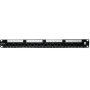 Komutacinė panelė 19'' 1U Excel 100-155 (UTP, Cat.6A, 24 prievadų, neekranuota, 110 punch down, juoda)