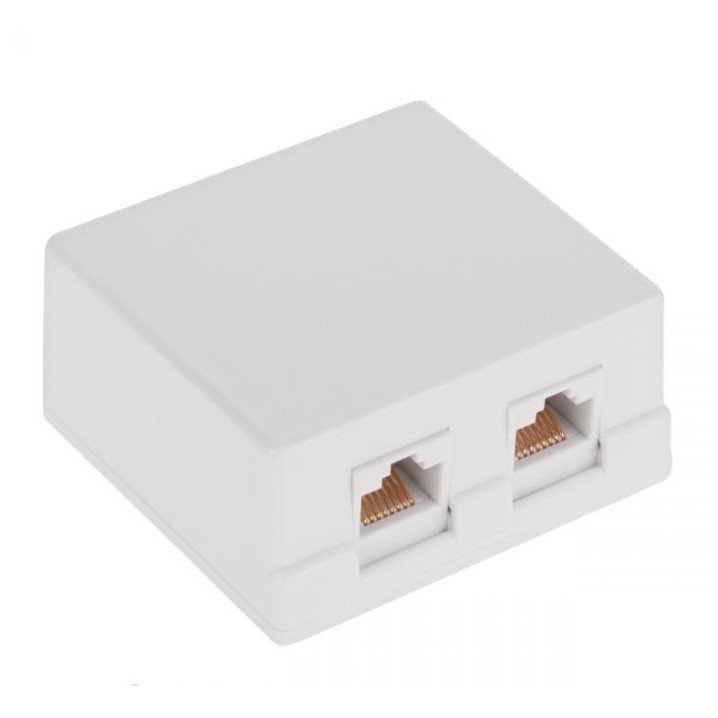 Virštinkinė rozetė RJ45 LK-WP-032 (2 lizdai, UTP Cat.5e, krosuojama) Virštinkinė rozetė RJ45 LK-WP-032 (2 lizdai, UTP Cat.5e, krosuojama)