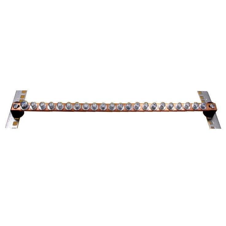 Varinė įžeminimo šyna su varžtais (1U, 49 cm) Varinė įžeminimo šyna su varžtais (1U, 49 cm)