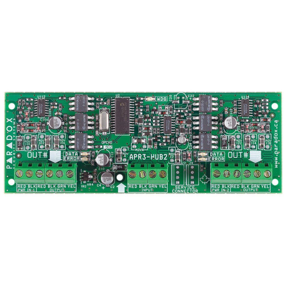 Magistralės izoliatorius Paradox HUB2 (EVO, SP, MG serijos centralėms, 24mA, 12-16VDC) Magistralės izoliatorius Paradox HUB2 (EVO, SP, MG serijos centralėms, 24mA, 12-16VDC)
