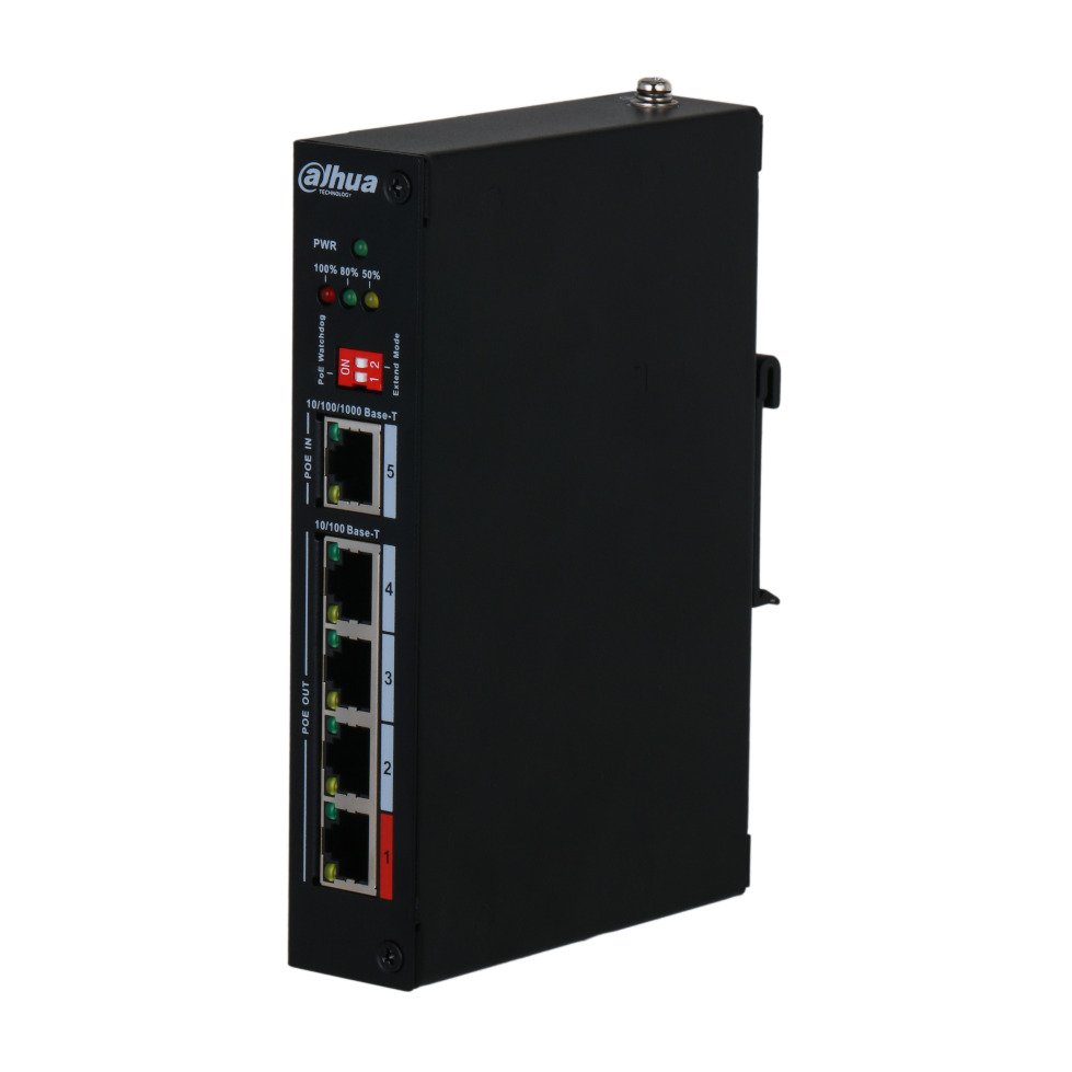 PoE Plėtiklis PFT1500, 5-Port PoE su 4-Port PoE išėjimais ir 1-Port PoE įėjimu