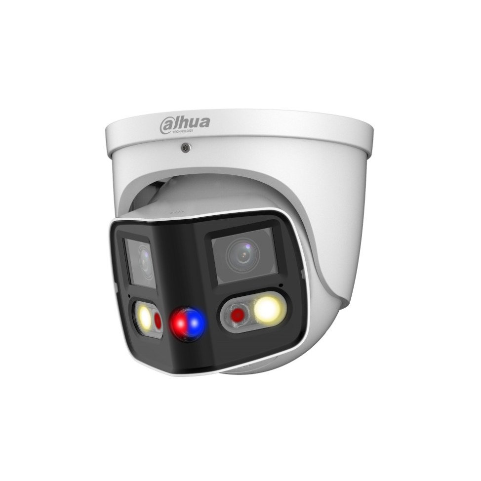 IP kamera IPC-PDW3849-A180-AS-PV, Duo 2x4Mp, 180°, 2.8 mm, IR 25 m, su sirena ir švyturėliais