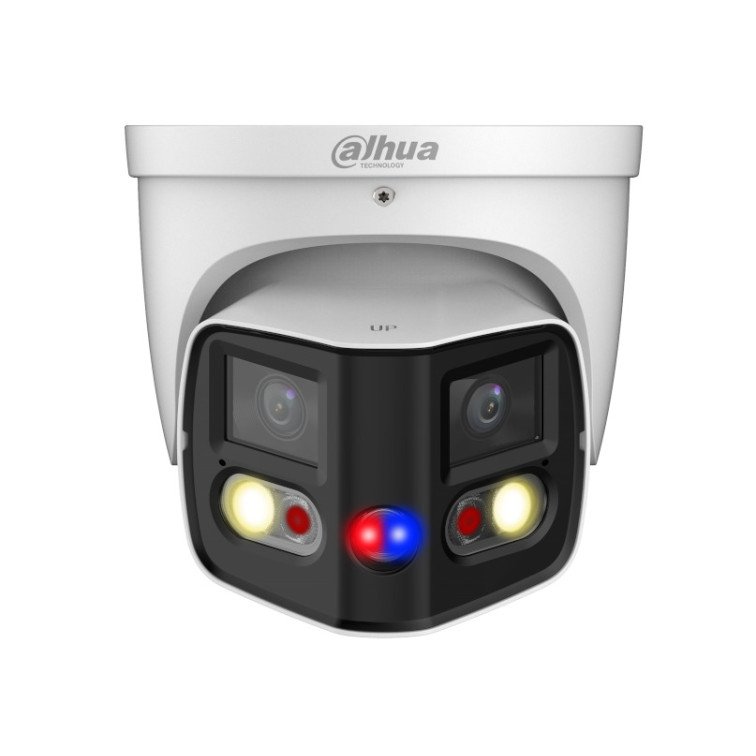 IP kamera IPC-PDW3849-A180-AS-PV, Duo 2x4Mp, 180°, 2.8 mm, IR 25 m, su sirena ir švyturėliais