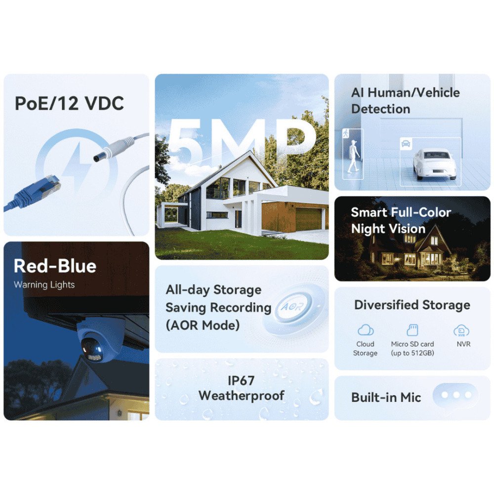 IMOU PoE kamera PS8D-5V0-280, 5MP, Turret, Full-Color, PoE/12V, AOR