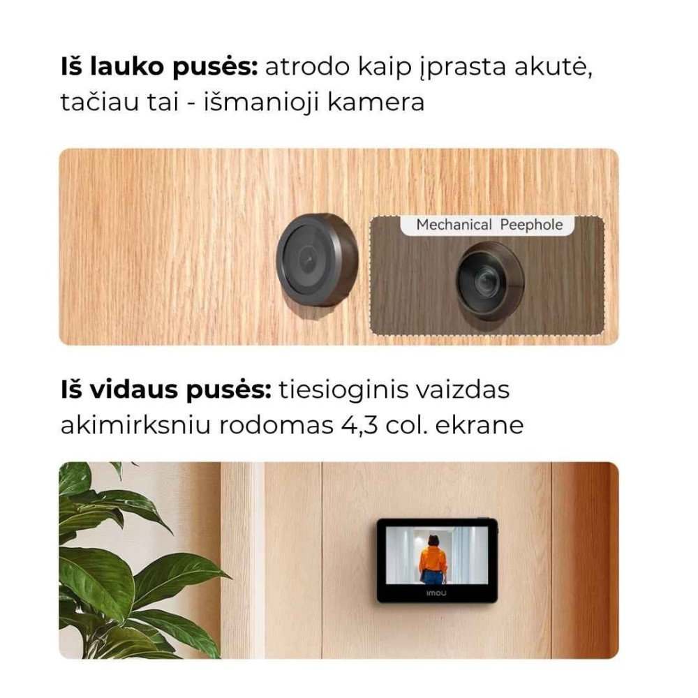 Išmani durų akutė su monitoriumi IMOU VD1-5M0S, 5MP, pakraunama