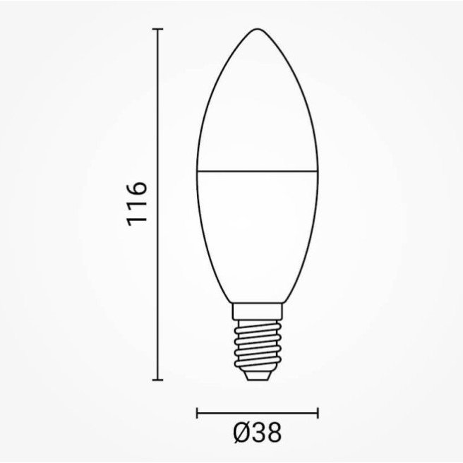 LED žvakė E14 C38 10W, neutrali balta šviesa