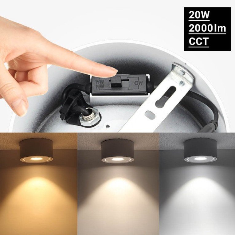 LED lubų šviestuvas, 20W, apvalus, reguliuojamas, baltas, CCT šviesa LED lubų šviestuvas, 20W, apvalus, reguliuojamas, baltas, CCT šviesa
