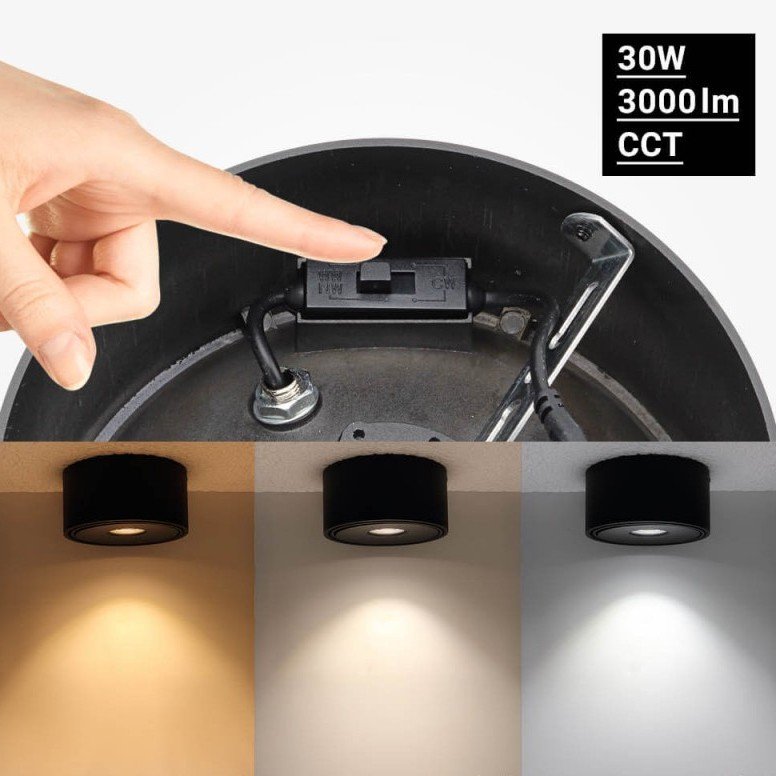 LED lubų šviestuvas, 30W, apvalus, reguliuojamas, juodas, CCT šviesa LED lubų šviestuvas, 30W, apvalus, reguliuojamas, juodas, CCT šviesa