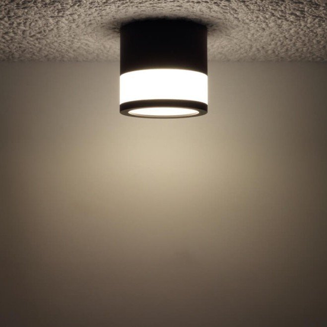 LED lubų šviestuvas, 7W, apvalus, juodas, neutrali balta šviesa
