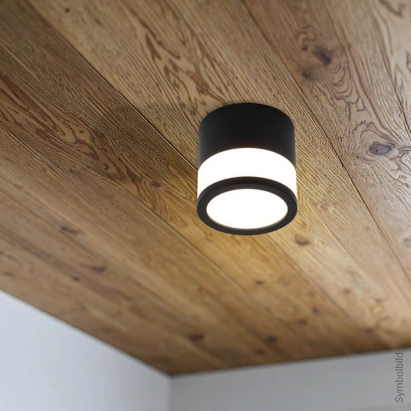 LED lubų šviestuvas, 7W, apvalus, juodas, neutrali balta šviesa
