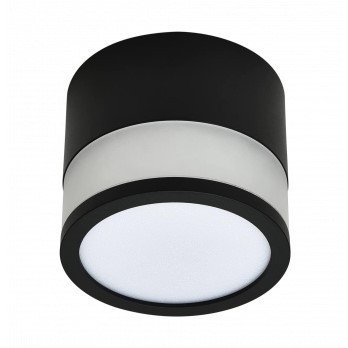LED lubų šviestuvas, 7W, apvalus, juodas, šilta balta šviesa