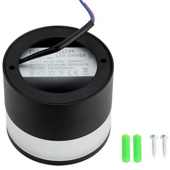 LED lubų šviestuvas, 12W, apvalus, juodas, šilta balta šviesa LED lubų šviestuvas, 12W, apvalus, juodas, šilta balta šviesa