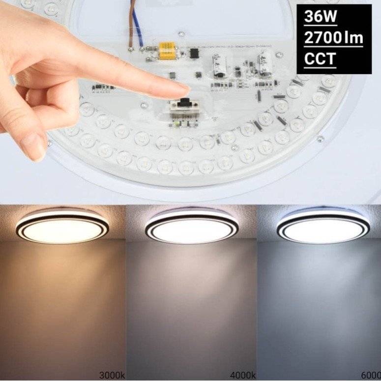 LED lubų šviestuvas, 36W, baltas/juodas, CCT šviesa LED lubų šviestuvas, 36W, baltas/juodas, CCT šviesa