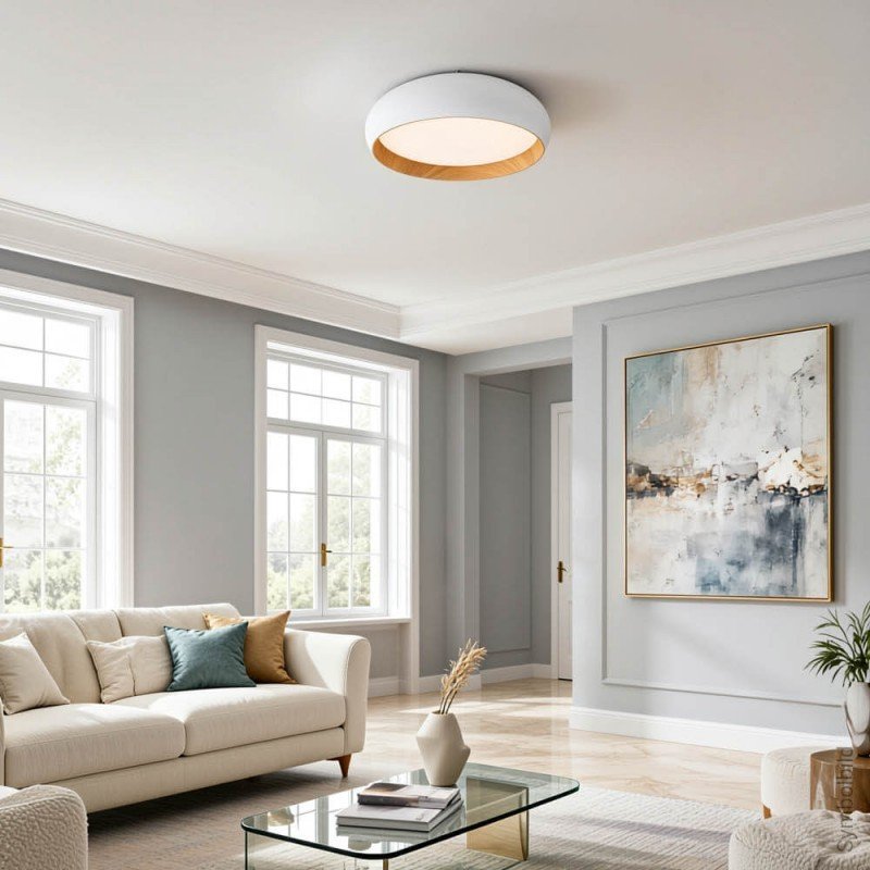 LED lubų šviestuvas, 36W, baltas/medžio, CCT šviesa LED lubų šviestuvas, 36W, baltas/medžio, CCT šviesa
