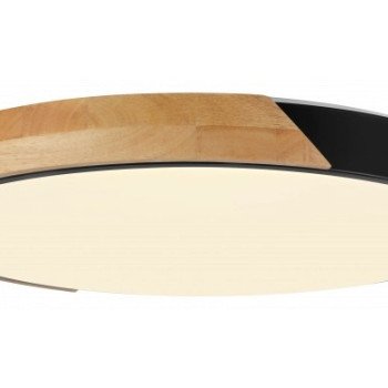 LED lubų šviestuvas, 48W, juodas/medžio, CCT šviesa, nuotolinis valdymas