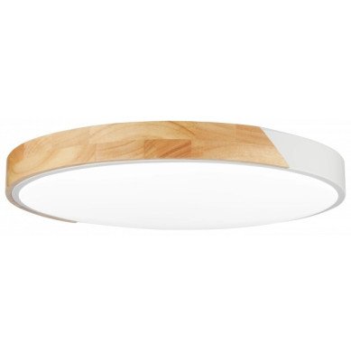 LED lubų šviestuvas, 48W, baltas/medžio, CCT šviesa, nuotolinis valdymas